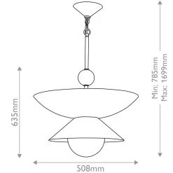 Duża lampa wisząca Saucer - 4 źródła światła - Postarzany mosiądz (QN-SAUCER-4P-L-AB-OPAL) - Quintiesse