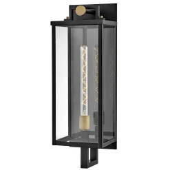 Duża latarnia naścienna Catalina - 1 źródło światła - Czarny, oksydowany brąz (QN-CATALINA-L) - Quintiesse