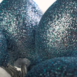 DUZE PLASTIKOWE JAJKA WIELKANOCNE LED Z BROKATEM BIAŁO-SZARE (EKD3938) - Eko-Light