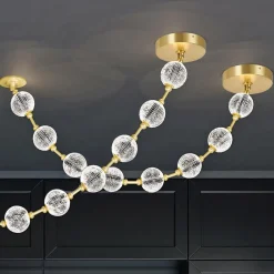 Efektowna lampa wisząca LED Marni - Naturalny mosiądz (QN-MARNI-8P-148-NBR) - Quintiesse