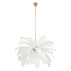 Ekskluzywna lampa wisząca z piórami EMU pióra białe 100 cm (ST-DN127 white) - Step into Design