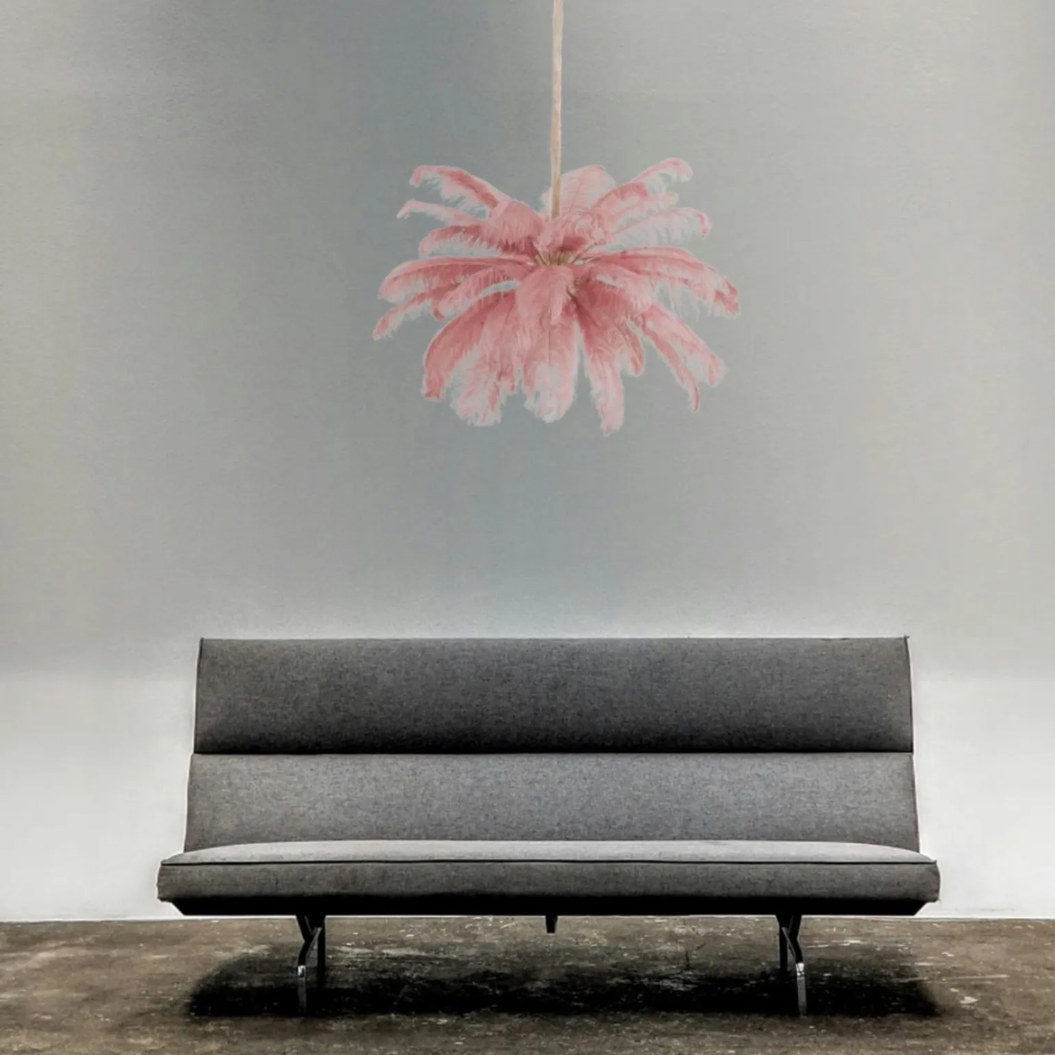 Ekskluzywna lampa wisząca z piórami EMU pióra białe 100 cm (ST-DN127 white) - Step into Design