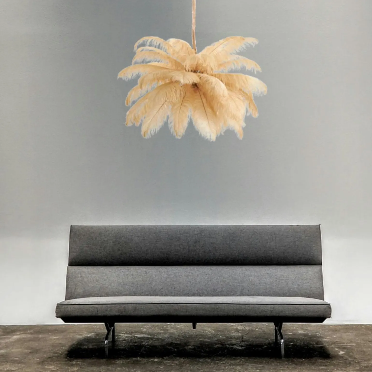 Ekskluzywna lampa wisząca z piórami EMU pióra białe 100 cm (ST-DN127 white) - Step into Design