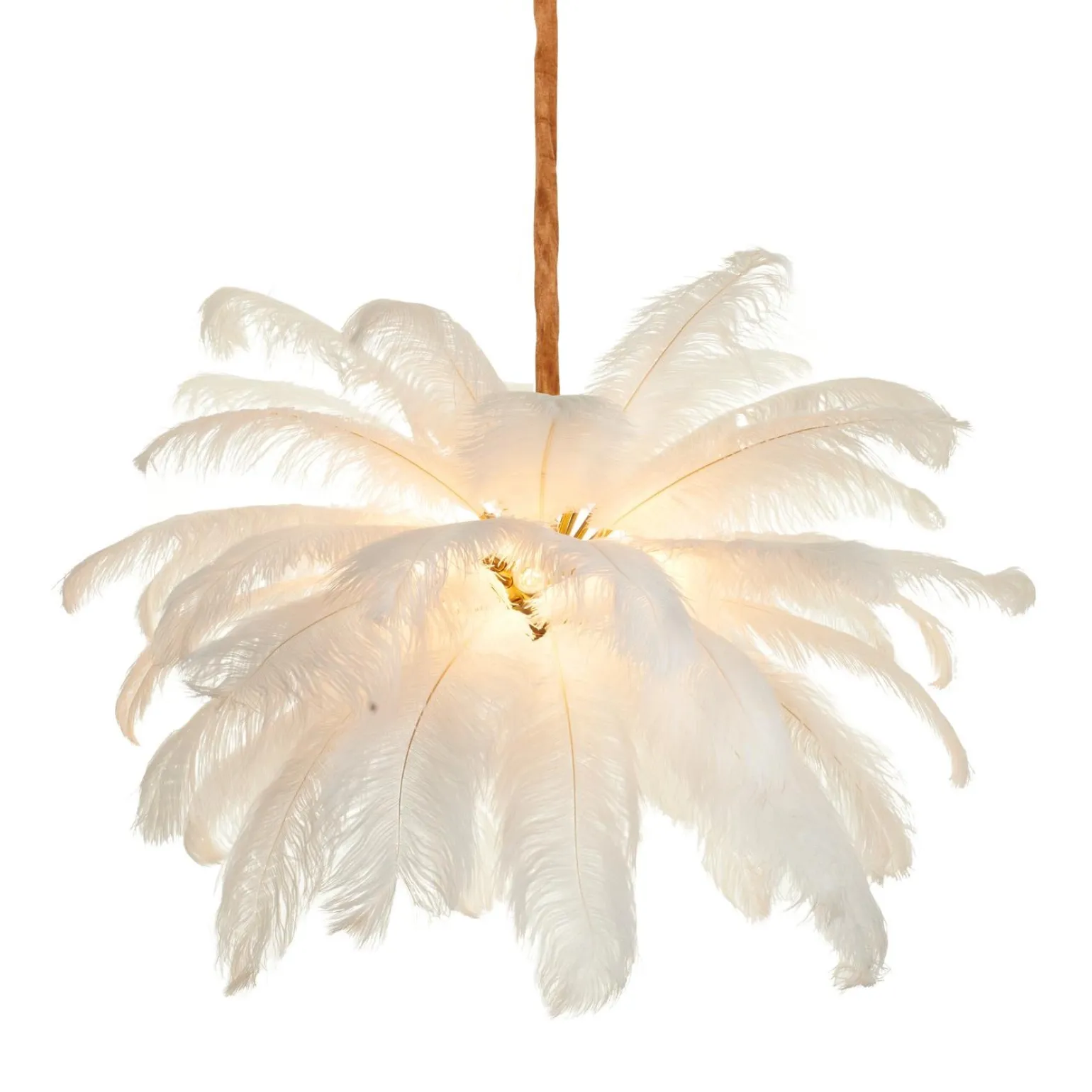 Ekskluzywna lampa wisząca z piórami EMU pióra białe 100 cm (ST-DN127 white) - Step into Design