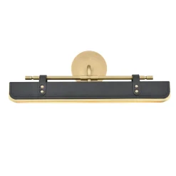 Ekskluzywny kinkiet Valise - Vintage mosiądz, skóra smokingowa (QN-VALISE-W-VBS-TL) - Quintiesse