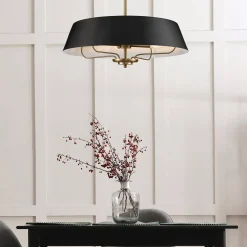 Elegancka Lampa wisząca Luella - 4 źródła światła - Czarne & Mosiądz (KL-LUELLA-4P-BKB) - Kichler