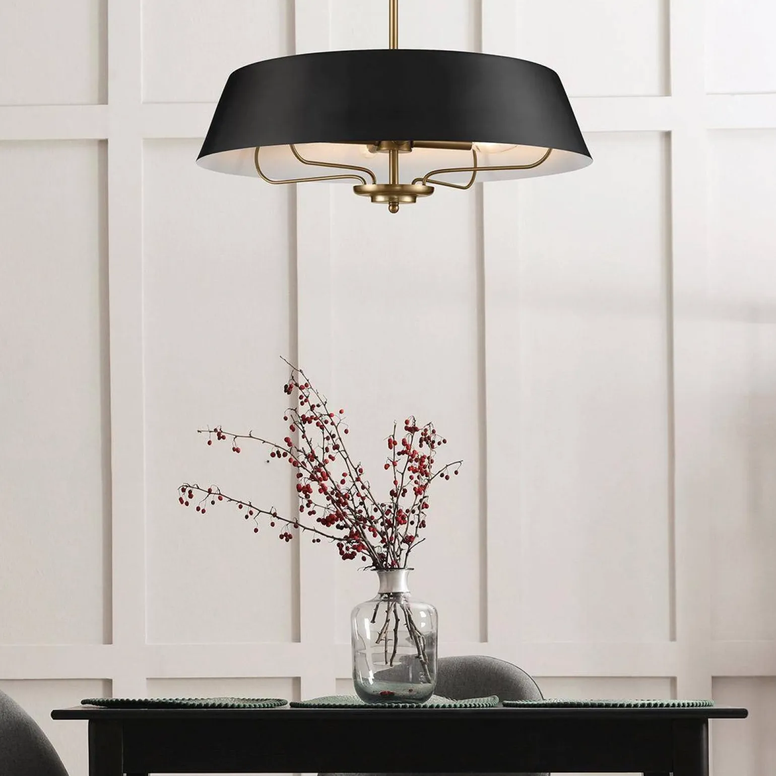 Elegancka Lampa wisząca Luella - 4 źródła światła - Czarne & Mosiądz (KL-LUELLA-4P-BKB) - Kichler