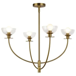 Elegancki żyrandol nad stół Sylvia Szczotkowane złoto (ALM-SYLVIA4-BG-CL) - Elstead Lighting