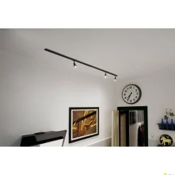 1-FAZOWY ZESTAW WYSOKONAPIĘCIOWY, trzypunktowy, LED GU10 51 mm, kolor czarny, 2x szyna wysokonapięciowa 1m, 3x głowica lampy Puri, łącznik wzdłużny, 2 zaślepki, 3x pierścień dekoracyjny, 3x źródło światła LED GU10 (143190) - SLV