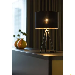 FENDA, lampa stołowa, podstawa lampy, A60, czarna, bez abażuru, maks. 40W, z wyłącznikiem w przewodzie zasilającym (155540) - SLV