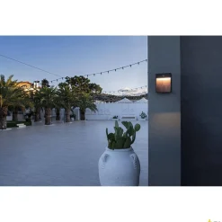 FLATT SENSOR, zewnętrzna lampa ścienna natynkowa LED, 3000 K, IP65, kolor antracyt/brązowy (1002955) - SLV