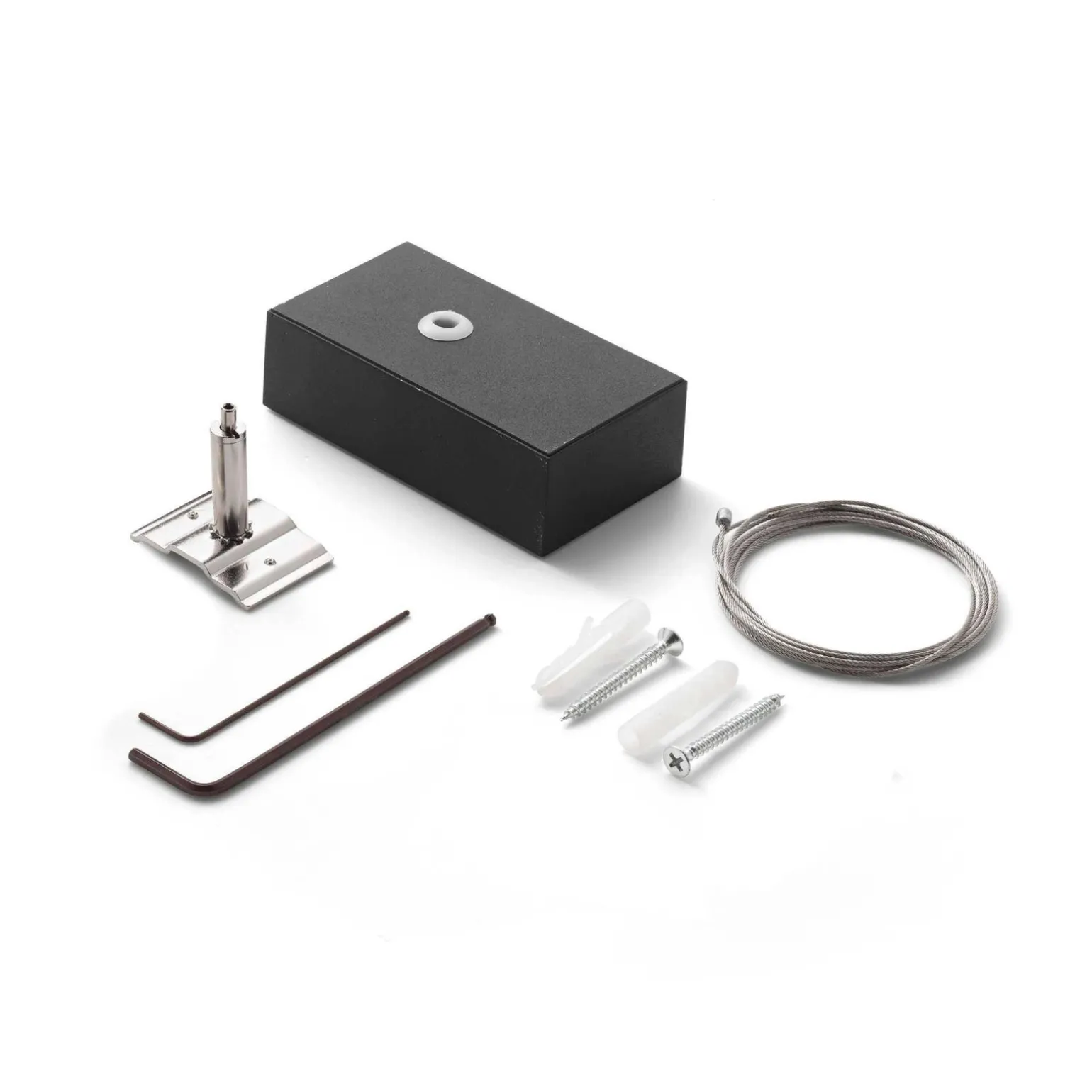 FLUO Czarny (FLUO_KIT_SINGLE_STEEL_CABLE_5_MT_+_BK_CEILING_CUP) - Ideal Lux