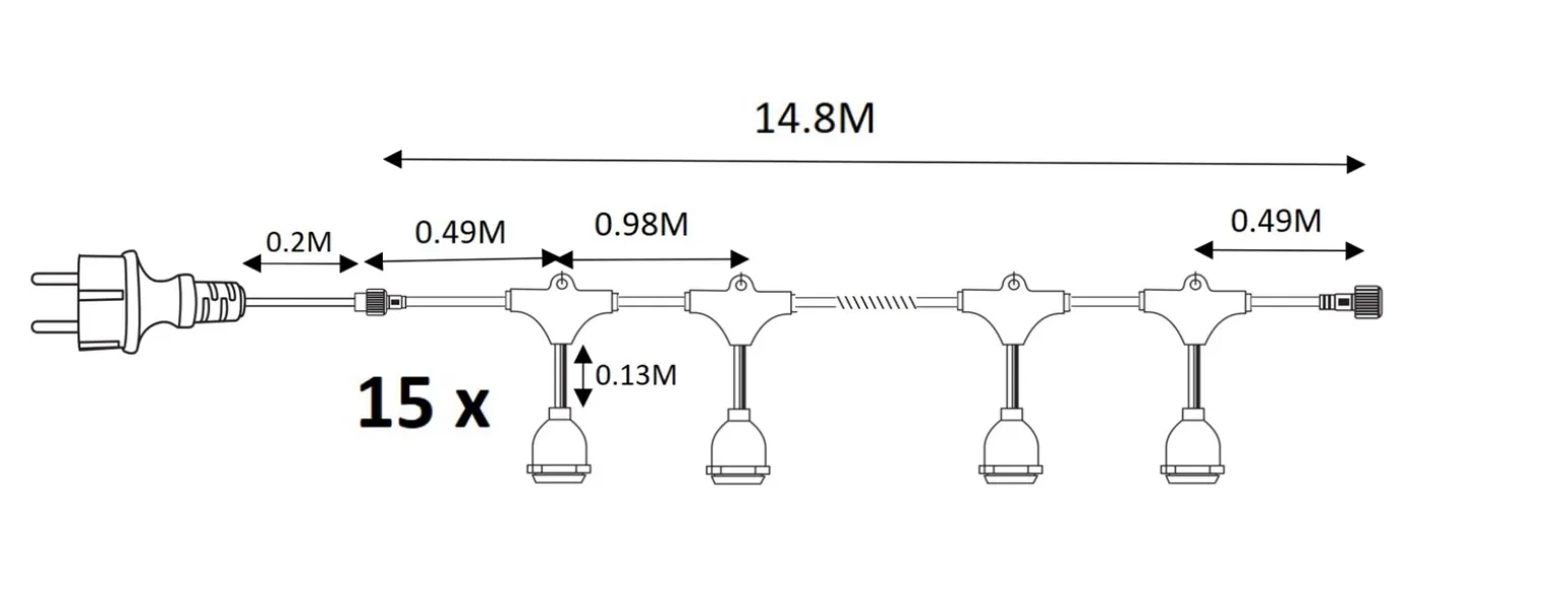 GIRLANDA 15 METRÓW (bez żarówek) (EKO6932) - Eko-Light