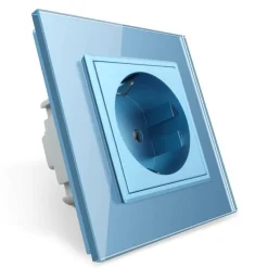 Gniazdo elektryczne 16 A z niebieskim panelem szklanym (VL-W01EU-69) LIVOLO