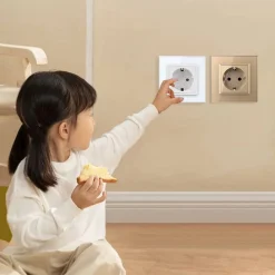 Gniazdo elektryczne 16 A z niebieskim panelem szklanym (VL-W01EU-69) LIVOLO