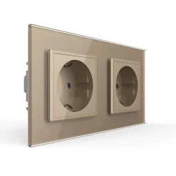 Gniazdo podwójne elektryczne 16A ze złotym panelem szklanym (VL-W02G-63) LIVOLO