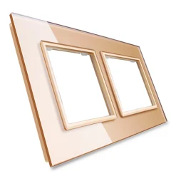 Gniazdo podwójne elektryczne 16A ze złotym panelem szklanym (VL-W02G-63) LIVOLO