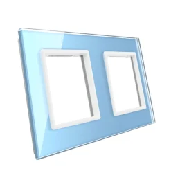 Gniazdo podwójne elektryczne 16A z niebieskim panelem szklanym (VL-W02G-69) LIVOLO