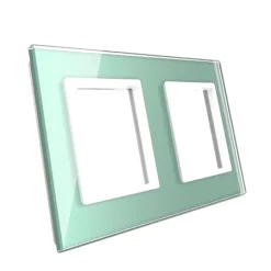 Gniazdo podwójne elektryczne 16A z zielonym panelem szklanym (VL-W02G-68) LIVOLO