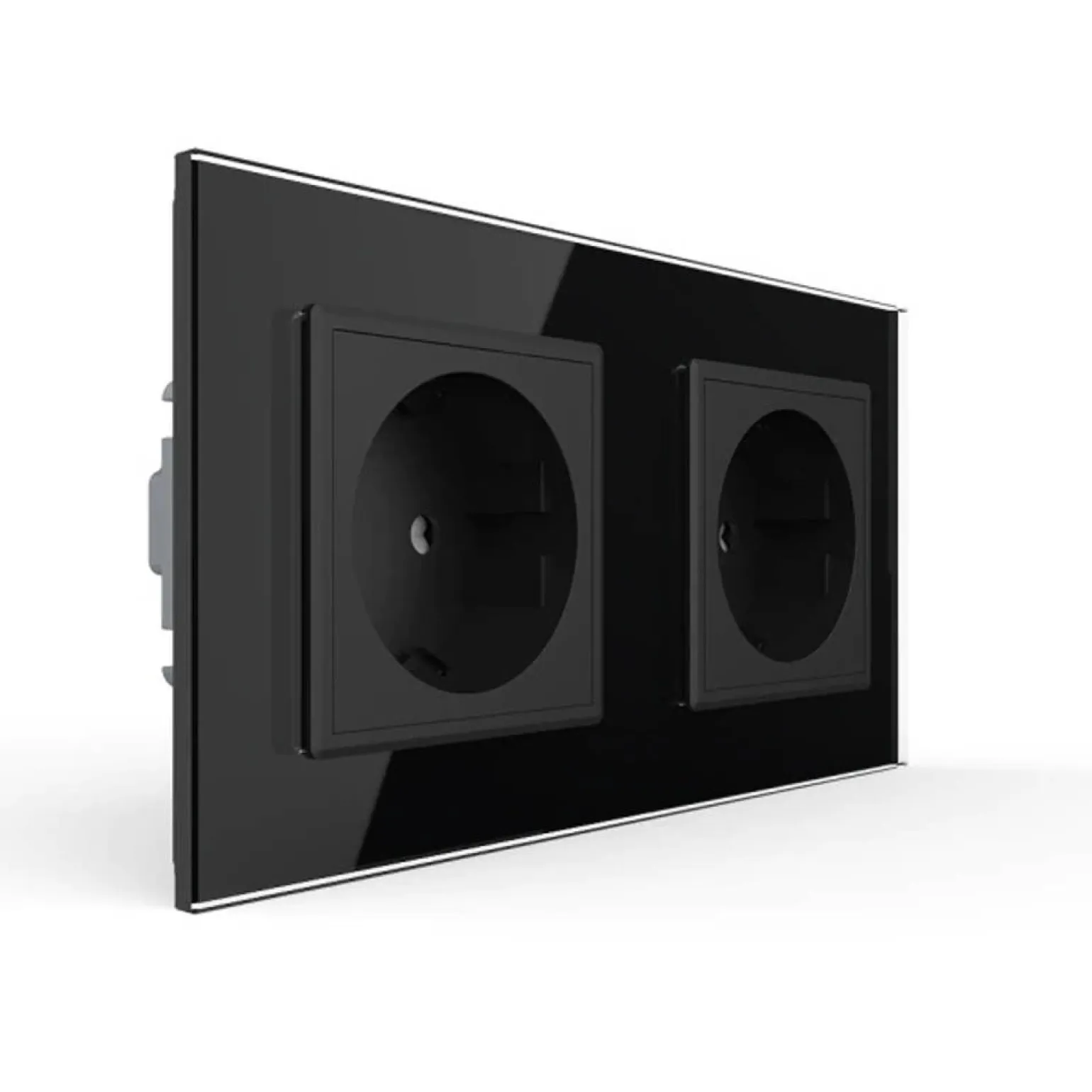 Gniazdo podwójne elektryczne 16A z czarnym panelem szklanym (VL-W02G-62) LIVOLO