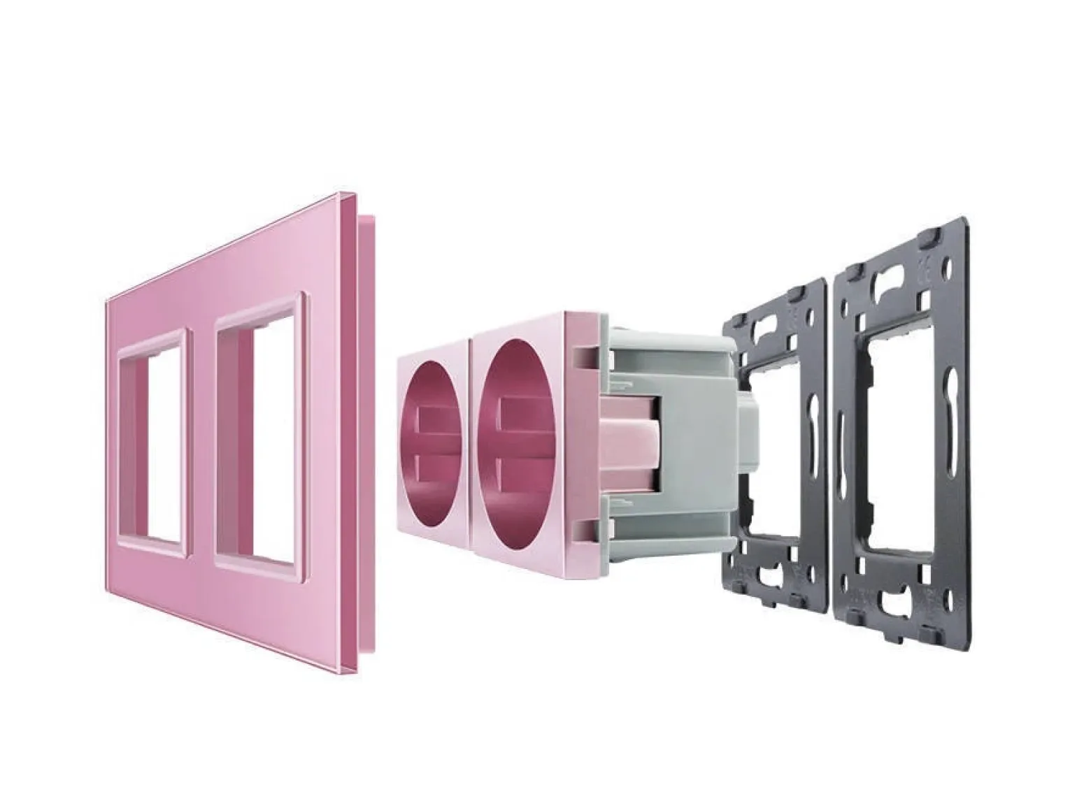 Gniazdo podwójne elektryczne 16A z czarnym panelem szklanym (VL-W02G-62) LIVOLO