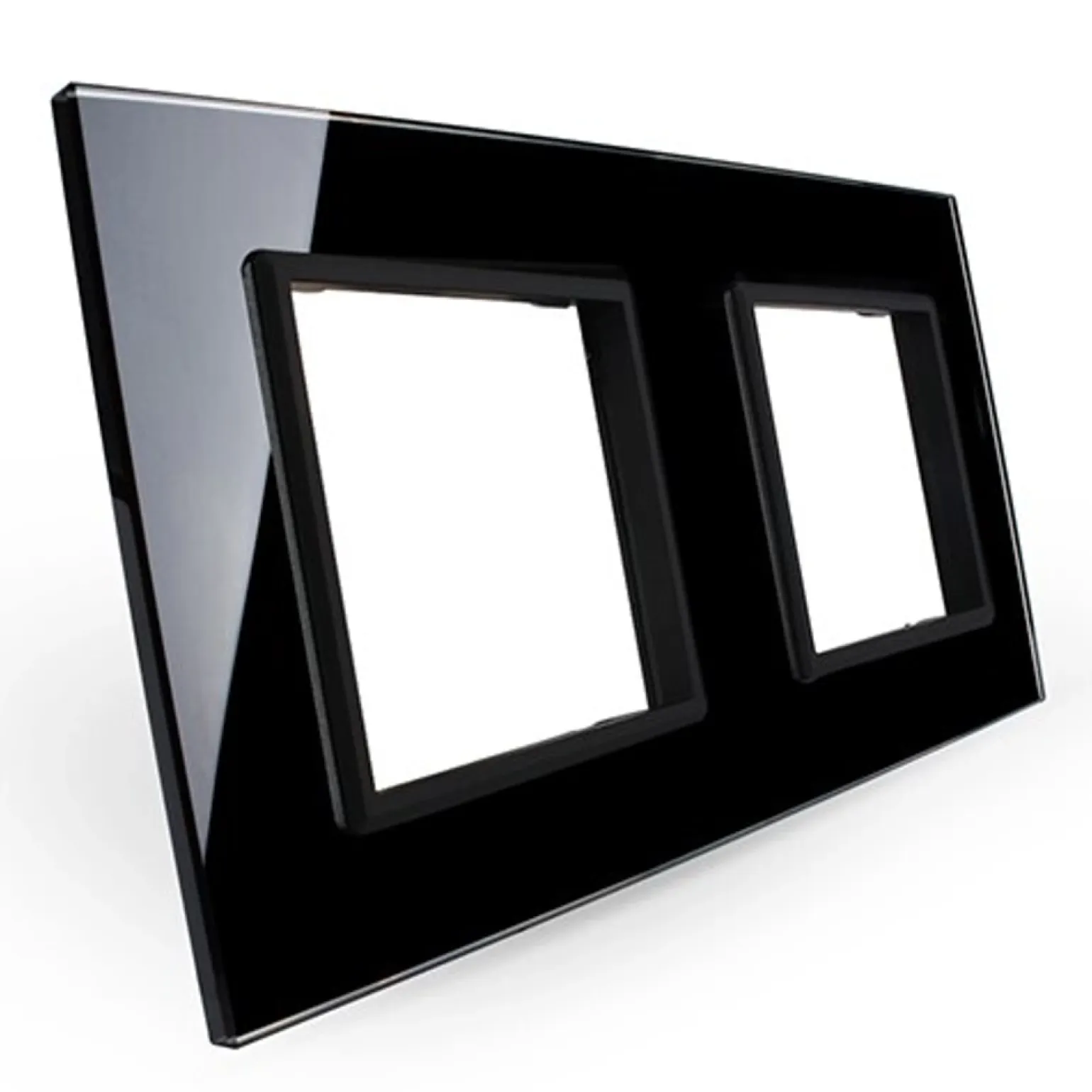 Gniazdo podwójne elektryczne 16A z czarnym panelem szklanym (VL-W02G-62) LIVOLO