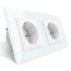 Gniazdo podwójne elektryczne 16A z białym panelem szklanym (VL-W02G-61) LIVOLO