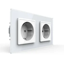 Gniazdo podwójne elektryczne 16A z białym panelem szklanym (VL-W02G-61) LIVOLO