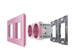 Gniazdo podwójne elektryczne 16A z srebrnym panelem szklanym (VL-W02G-64) LIVOLO