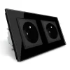 Gniazdo podwójne z bolcem 2 x 230V 16A z czarnym panelem szklanym (VL-W02FR-62) LIVOLO