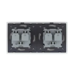 Gniazdo podwójne z bolcem 2 x 230V 16A ze złotym panelem szklanym (VL-W02FR-63) LIVOLO