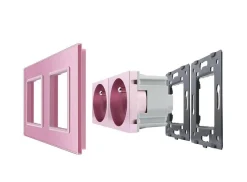 Gniazdo podwójne z bolcem 2 x 230V 16A z zielonym panelem szklanym (VL-W02FR-68) LIVOLO