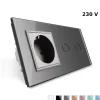 Gniazdo 230V 16A z włącznikiem dotykowym podwójnym z ramką szklaną Srebrną (VL-C702EU-64) LIVOLO