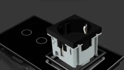 Gniazdo 230V 16A z włącznikiem dotykowym podwójnym z ramką szklaną Srebrną (VL-C702EU-64) LIVOLO