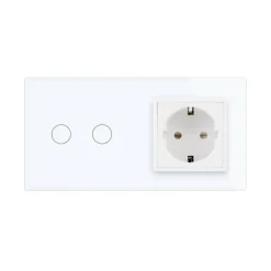 Gniazdo 230V 16A z włącznikiem dotykowym podwójnym z ramką szklaną Czarną (VL-C702EU-62) LIVOLO