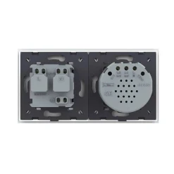 Gniazdo 230V 16A z włącznikiem dotykowym podwójnym z ramką szklaną Złotą (VL-C702EU-63) LIVOLO