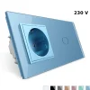 Gniazdo 230V 16A z włącznikiem dotykowym pojedynczym z ramką szklaną niebieską (VL-C701EU-69) LIVOLO