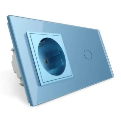 Gniazdo 230V 16A z włącznikiem dotykowym pojedynczym z ramką szklaną niebieską (VL-C701EU-69) LIVOLO