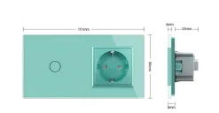 Gniazdo 230V 16A z włącznikiem dotykowym pojedynczym z ramką szklaną niebieską (VL-C701EU-69) LIVOLO