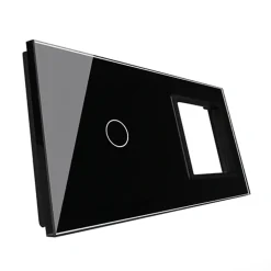 Gniazdo 230V 16A z włącznikiem dotykowym pojedynczym z ramką szklaną czarną (VL-C701EU-62) LIVOLO