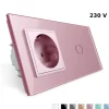 Gniazdo 230V 16A z włącznikiem dotykowym pojedynczym z ramką szklaną różową (VL-C701EU-67) LIVOLO
