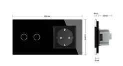 Gniazdo 230V 16A z włącznikiem dotykowym podwójnym z ramką szklaną Białą (VL-C702EU-61) LIVOLO