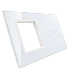 Gniazdo 230V 16A z włącznikiem dotykowym podwójnym z ramką szklaną Białą (VL-C702EU-61) LIVOLO