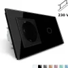 Gniazdo 230V 16A z włącznikiem krzyżowo-schodowym pojedynczym z ramką szklaną czarną (VL-C701SEU-62) LIVOLO