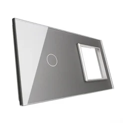 Gniazdo 230V 16A z włącznikiem krzyżowo-schodowym pojedynczym z ramką szklaną srebrną (VL-C701SEU-64) LIVOLO