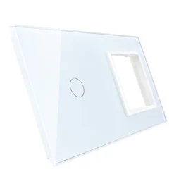 Gniazdo 230V 16A z włącznikiem krzyżowo-schodowym pojedynczym z ramką szklaną białą (VL-C701SEU-61) LIVOLO