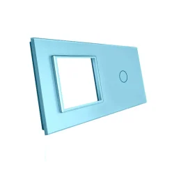 Gniazdo 230V 16A z włącznikiem krzyżowo-schodowym pojedynczym z ramką szklaną niebieską (VL-C701SEU-69) LIVOLO