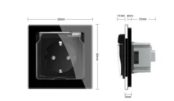 Gniazdo 230V 16A ze srebrnym panelem szklanym i nakładką bryzgoszczelną (VL-W01EUNW-64) LIVOLO