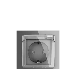 Gniazdo 230V 16A ze złotym panelem szklanym i nakładką bryzgoszczelną (VL-W01EUNW-63) LIVOLO