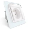 Gniazdo z bolcem 230V 16A z białym panelem szklanym i nakładką bryzgoszczelną (VL-W01FRNW-61) LIVOLO